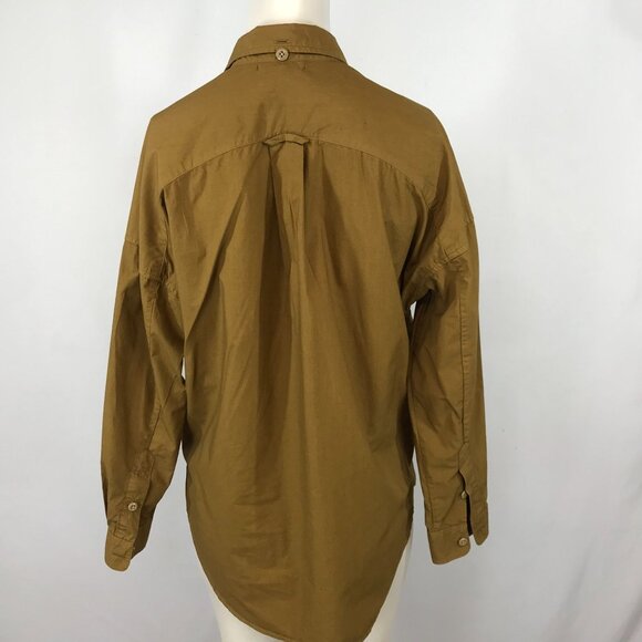 ALEX MILL -WOMEN'S XS - BROWN TAN LONG SLEEVE BUTTON COLLARED TOP W/ POCKETS - Picture 4 of 6
